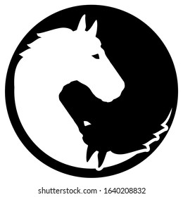 Horse yin and yang chinese sign