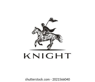 Horseback Knight Silhouette Logo Horse Warrior Stock Vector (Royalty ...