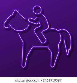 horseback neon sign, modern glowing banner design, colorful modern design trend. Vector illustration.