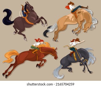 Horseback Performance Icon Dynamic Design Cartoon