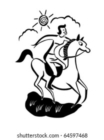 Horseback Rider - Retro Clipart Illustration