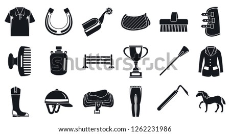 Horseback riding activity icon set. Simple set of horseback riding activity vector icons for web design on white background