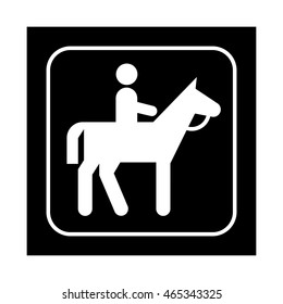 Horseback riding icon. Flat vector illustration isolated on black background.