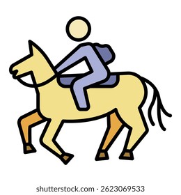 Horseback riding icon. Outline horseback riding vector icon color flat isolated