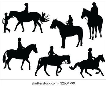 horseback riding silhouettes collection vector