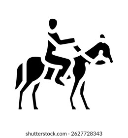 horseback riding spring glyph icon vector. horseback riding spring sign. isolated symbol illustration