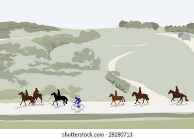 horseback riding tour, color version