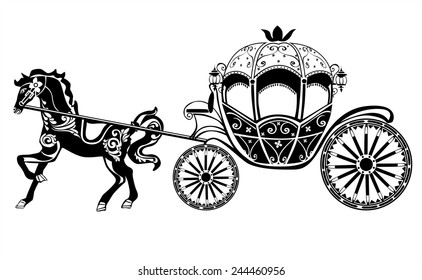 Horse-Carriage silhouette with horse