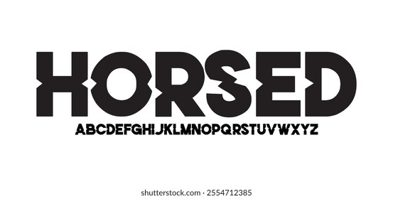 Horsed, Modern Tech  Futuristic and sans serif Font. Regular Italic Uppercase Lowercase Typography urban style alphabet fonts for fashion, sport, technology, digital, movie, vector illustration
