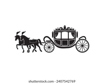 horse-drawn carriage icon vector, useful for brand and logo designs	 svg