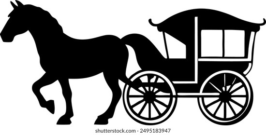 horse-drawn carriage icon vector, useful for brand and logo designs