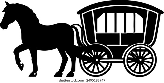 horse-drawn carriage icon vector, useful for brand and logo designs