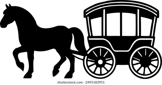 horse-drawn carriage icon vector, useful for brand and logo designs