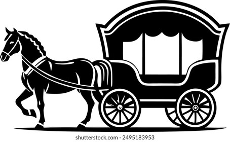 horse-drawn carriage icon vector, useful for brand and logo designs