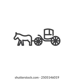 Horse-Drawn Carriage line icon. linear style sign for mobile concept and web design. Horse and carriage outline vector icon. Symbol, logo illustration. Vector graphics