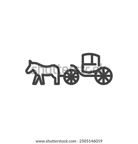 Horse-Drawn Carriage line icon. linear style sign for mobile concept and web design. Horse and carriage outline vector icon. Symbol, logo illustration. Vector graphics