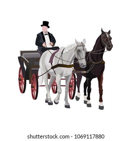 Carro hecho a caballo. Ilustración de vectores aislada en fondo blanco