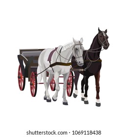 Horse-drawn carriage. Vector illustration isolated on white background