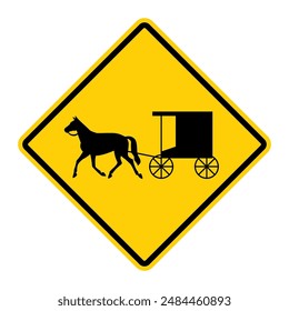 Horse-Drawn Vehicle Crossing warning road signs. Vector