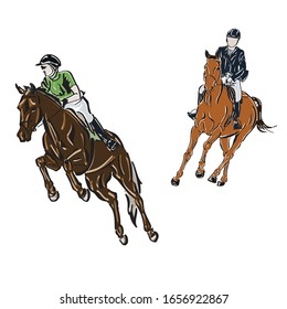 Horsejumping sport color vector pic