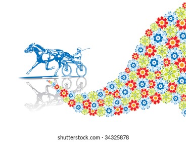 The horseman in abstract collage. Format A4. Vector illustration. Isolated groups and layers. Global colors.