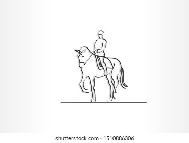 Horseman design template element. Outline horseman design.