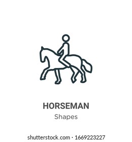 Icono de vector de contorno de caballo. Icono de jinete negro de línea delgada, ilustración de elemento simple vector plano de formas editables concepto de trazo aislado en fondo blanco
