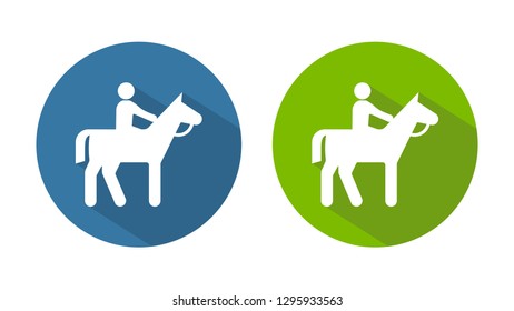 Horseman, rider. Multicolored vector icons set isolated on white background.