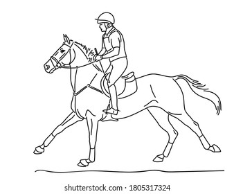 Horseman riding a horse on a event track