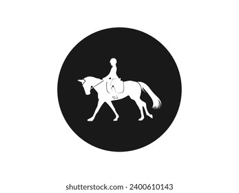 horseman vector logo, black and white circle design, eps 10.