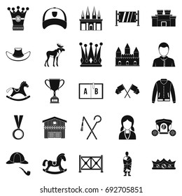 Horsemanship icons set. Simple set of 25 horsemanship vector icons for web isolated on white background