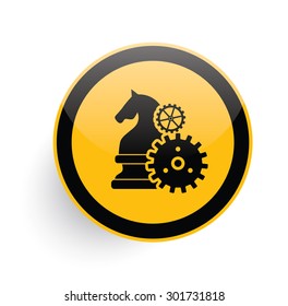 Horse,network icon design on yellow button background,clean vector