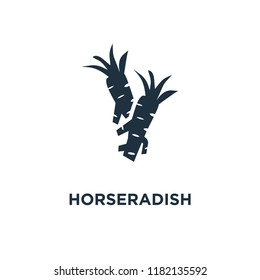 Horseradish icon. Black filled vector illustration. Horseradish symbol on white background. Can be used in web and mobile.