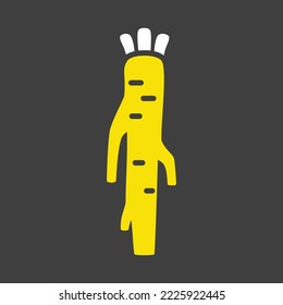 Horseradish root isolated design vector glyph on dark background icon. Vegetable sign. Graph symbol for food and drinks web site, apps design, mobile apps and print media, logo, UI