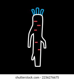 Horseradish root isolated design vector on black background icon. Vegetable sign. Graph symbol for food and drinks web site, apps design, mobile apps and print media, logo, UI