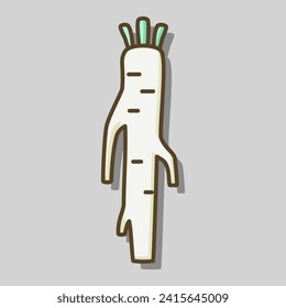 Horseradish root isolated design vector icon. Vegetable sign. Graph symbol for food and drinks web site, apps design, mobile apps and print media, logo, UI