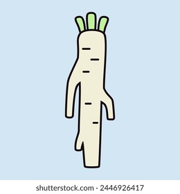 Horseradish root isolated design vector icon. Vegetable sign. Graph symbol for food and drinks web site, apps design, mobile apps and print media, logo, UI
