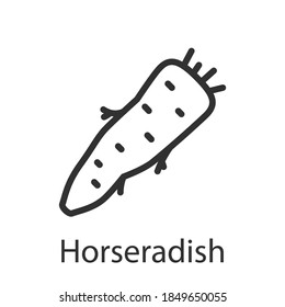 Horsero, verduras de verano , nombre de verdura, icono lineal. Trazo editable