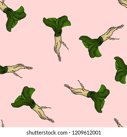Horseradish vector coloured pink pattern for web, textile, branding, t-shirts, cards, craft