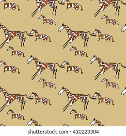 Horses ethnic seamless pattern vector 