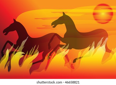 horses in fire