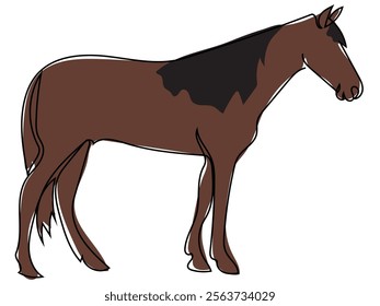 Horses in the form of continuous lines that can be edited later.