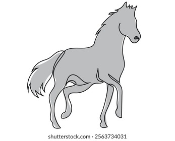 Horses in the form of continuous lines that can be edited later.