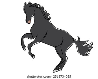 Horses in the form of continuous lines that can be edited later.