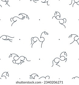 Horses in the form of the number eight, seamless pattern