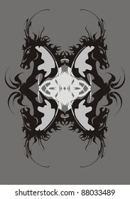 Horses frame on a gray background