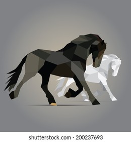 Horses geometric style. polygon vector.