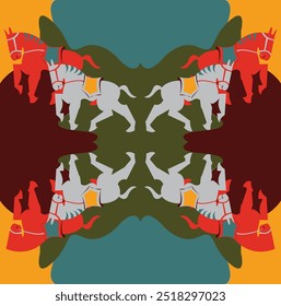 Horses in Harmony Fabric print illustration