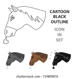 Horse's head icon in cartoon style isolated on white background. Rodeo symbol stock vector illustration.