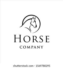 Horses head line in circle